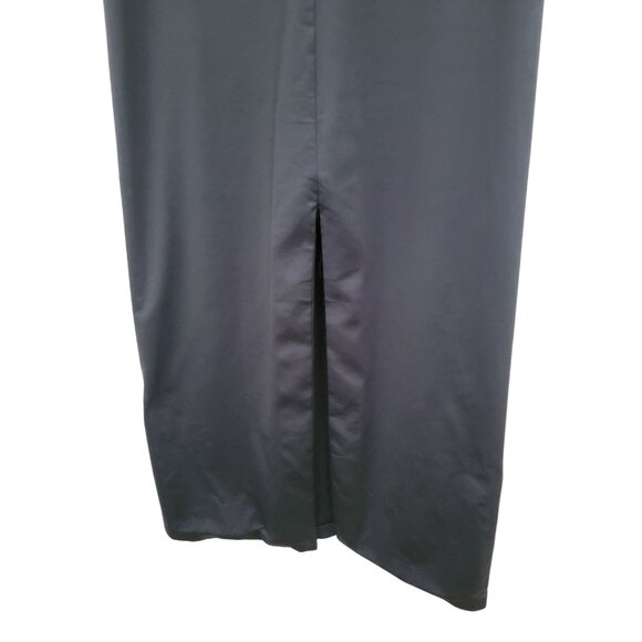 Allsaints CHARLIE Black Spaghetti Strap Midi Dress With Back Slit Sz 8 - Picture 4 of 7